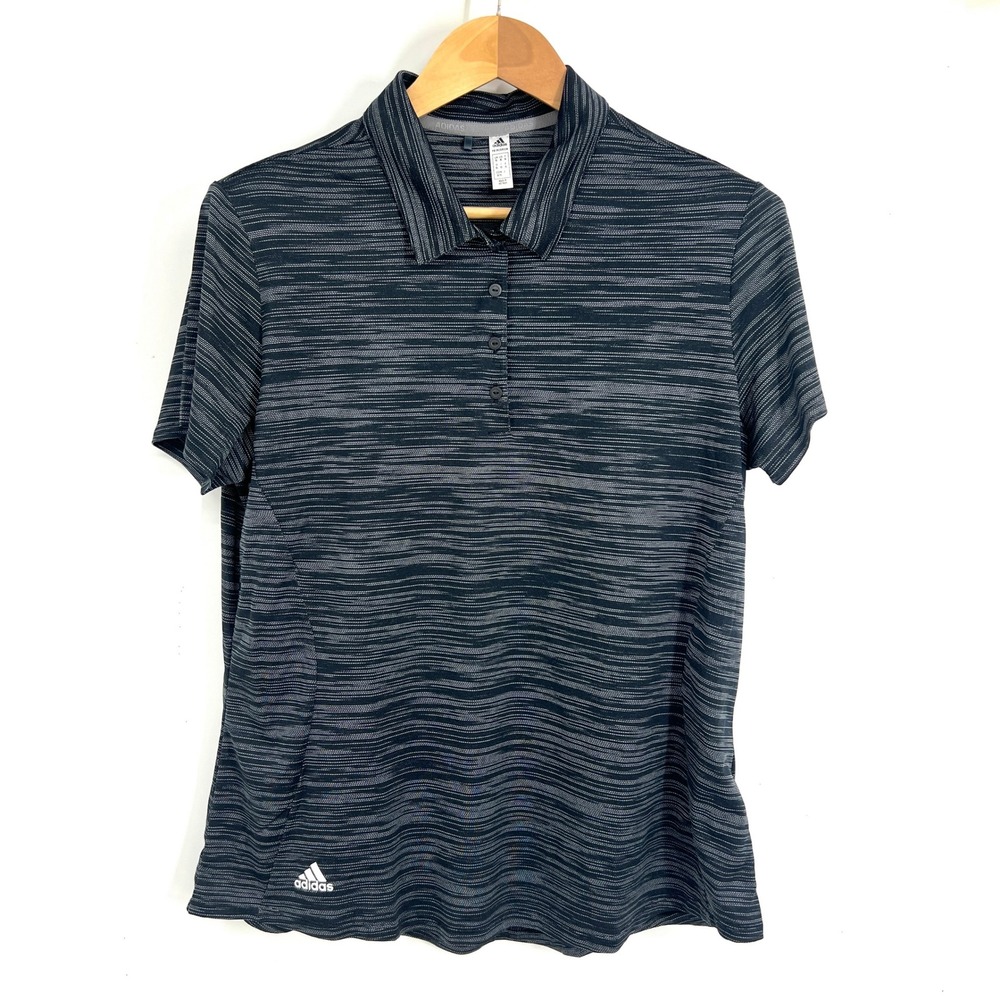 Adidas Primegreen Womens‎ XL Golf Polo Shirt Black White Space Dye HF1577